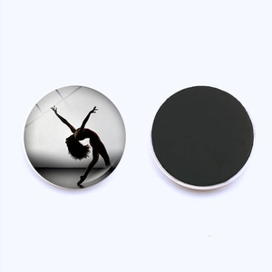 Ballerina silhouette glass fridge magnet with 25mm artistic dance pattern and magnetic back