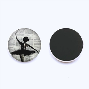 Detail of ballerina silhouette fridge magnet with music notes and magnetic back