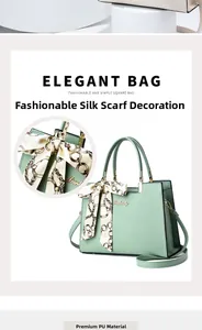 Détail de la texture cuir PU vert menthe et décoration avec foulard en soie élégant