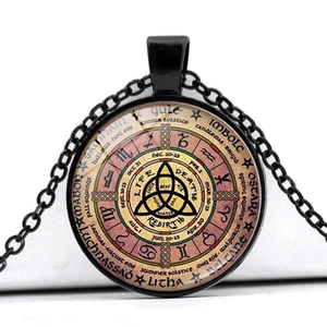 Collier Pendentif Roue De L'Année Vintage Wicca Païen Noeud Celtique Alliage Verre Bijoux Mystiques Rétro