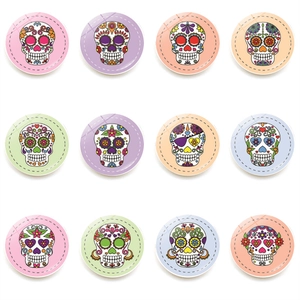 Sugar Skull Resin Fridge Magnet Mexican Day Of The Dead Colorful Pattern Magnetic Glass Whiteboard Sticker For Home Decor