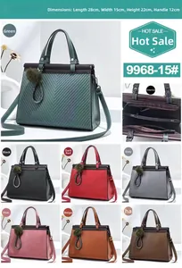 Detailed view of V-quilted tote bags in seven colors with size specs and internal compartments