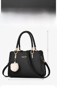 Detailed dimensions of the black faux leather handbag with 27.5cm width and 19cm height