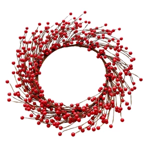 Christmas red berry wreath decoration with lifelike berries for festive holiday home ornaments
