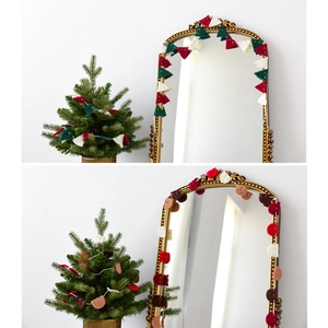 Christmas wool felt bunting flags with triangle and circle shapes for holiday decoration