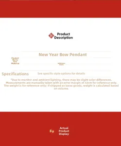Detailed fabric material specification chart for oversized red Christmas bow decorations