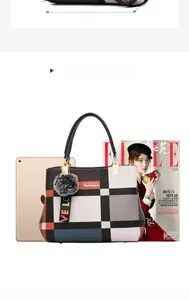 Detailed dimension comparison of the patchwork tote bag with 9.7 inch iPad and A4 magazine