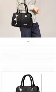 Detailed size specifications for the large capacity black PU leather handbag and tote
