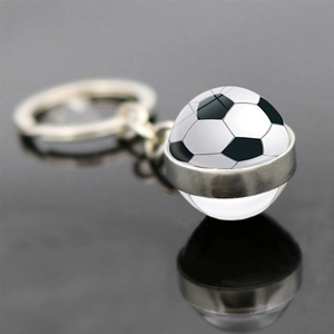 Sport Thema Glaskugel Schlüsselanhänger Zinklegierung Basketball Fußball Baseball Golf Bowling Kugel Schlüsselring Anhänger Geschenk Für Sportfans