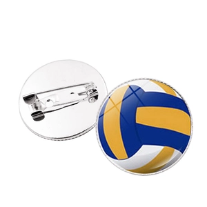 Klassische blau-gelb-weiße Volleyball-Anstecknadeln mit Metallverschluss für Sportfans