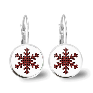 Christmas Drop Earrings Alloy Glass Leverback Buffalo Plaid Reindeer Snowflake Holiday Party Jewelry For Women
