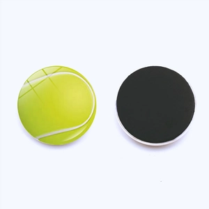 Aimant de frigo en verre de 30mm motif balle de tennis avec dôme en cristal poli