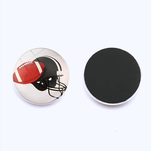 Aimant de frigo rond 25mm avec motif football américain et casque sur fond blanc pur