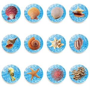 Ocean Creature Fridge Magnets Crystal Glass Marine Animal Scallop Seahorse Starfish Magnetic Refrigerator Office Decor