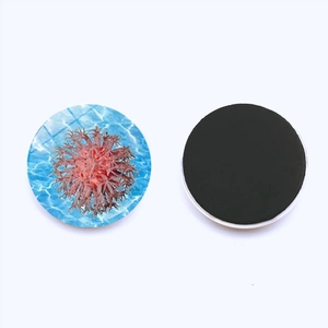 Round crystal sea life fridge magnets with red coral design and strong magnetic backing