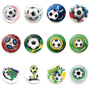 Creative Crystal Glass Football Fridge Magnet Soccer Tournament Theme Round Magnetic Whiteboard Sticker Home Office Decoration Accessory