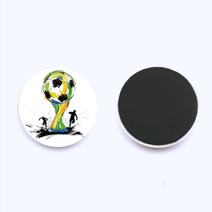 Magnetic crystal glass football fridge magnet with colorful World Cup art design