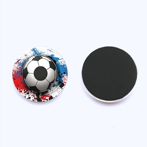 Round crystal glass football fridge magnets with colorful splash ink art designs