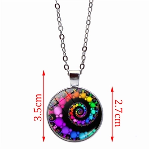 Detailed view of mandala pendant showing 2.7cm diameter and 3.5cm total height