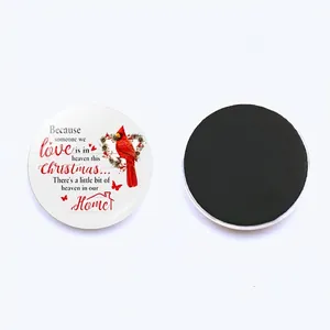 Runder Kardinalvogel Kühlschrankmagnet aus Kristallglas mit Gedenkspruch und Magnet