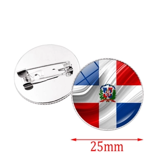 Insigne drapeau République Dominicaine avec dôme en verre 25mm et épingle en métal