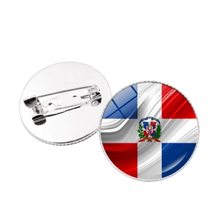 Broche Ronde Drapeau National République Dominicaine Alliage Verre Badge Bijoux Pour Vêtements Sacs Cadeau Commémoratif Unisexe