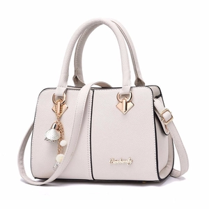 Off-white lychee leather large tote bag with gold hardware and pearl charm detail