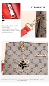 Close-up of premium anti-oxidation metal zippers and floral pendant on vintage tote bag