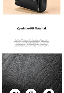 Macro detail of high-quality black lychee texture cowhide and PU leather on a handbag