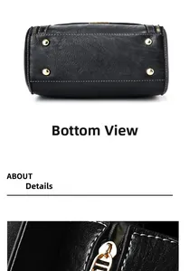 Close-up of litchi grain leather bag bottom with gold studs and white stitching detail