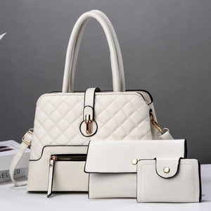 Élégant ensemble de 3 sacs à main blanc crème avec matelassage et finitions dorées