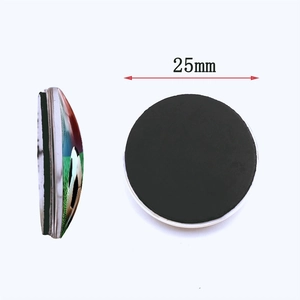 25mm glass soccer fridge magnet with 3D dome shape and strong black magnetic back