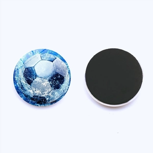 Cool blue water splash football fridge magnet made of crystal glass 25mm diameter
