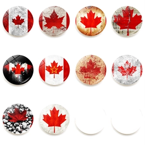 10er Set Kanada Ahornblatt Glasmagnete mit künstlerischen Flaggen-Designs für Deko