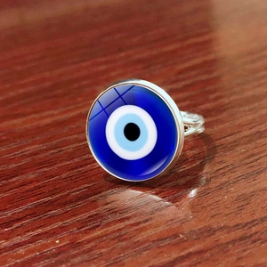 Evil Eye Adjustable Ring Copper Glass Turkish Nazar Protection Jewelry Bohemian Vintage Finger Accessory Women Gift