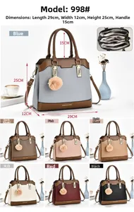 Detailed view of spacious handbag dimensions and multi-compartment interior structure