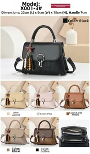 Detailed size view of cross-body bag 22x9x15cm with corduroy texture and metallic clasp