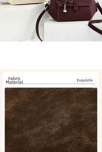 Detailed view of exquisite burgundy matte fabric with bow and pearl charms on bag