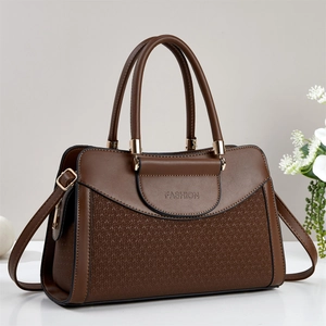 Fashion Patchwork Colorblock Handbag Women PU Leather Woven Texture Tote Bag Large Capacity Shoulder Crossbody Bag With Gold Hardware