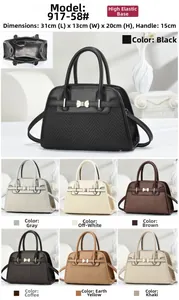 Detailed internal structure and dimensions of women's multi-color faux leather handbag