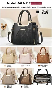 Detail view of the interior layout and high-quality PU leather texture of this handbag