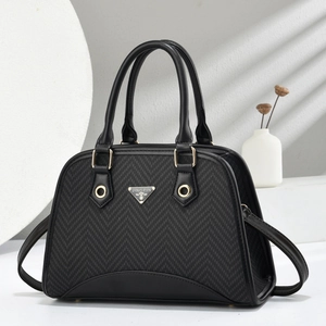 Elegant Herringbone Woven Fabric PU Leather Handbag For Women Contrast Color Shell Shape Commute Crossbody Shoulder Bag