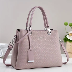 Women Handbag PU Leather Woven Texture Large Capacity Tote Bag With Adjustable Strap Fashion Queen Retro Trendy Style