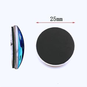 Aimant de frigo en verre 25mm motif vagues bleues avec vues de côté et arrière