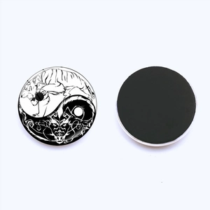 Magnets de frigo en cristal Yin Yang dragon et tigre avec support magnétique rond de 25mm