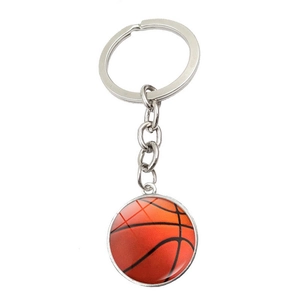 Porte-clés Sportif en Alliage de Zinc Pendentif Boule en Verre pour Fans de Basketball Football Baseball Volleyball Tennis Bowling Golf Rugby Cadeau