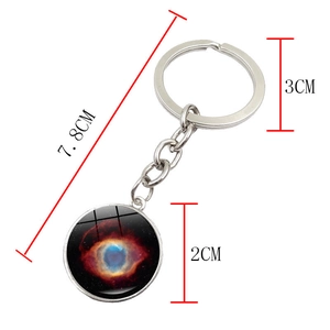 Cosmos Galaxy keychain with God's Eye nebula crystal glass pendant and silver ring