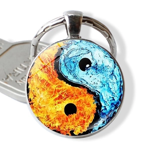 Yin Yang draak maan sleutelhanger met creatieve water en vuur tai chi legering hanger