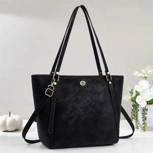 Sac Cabas Vintage en Similicuir pour Femmes Grande Capacité Sac à Épaule de Navettage Avec Bandoulière Réglable Logo en Métal Sac à Main Mode
