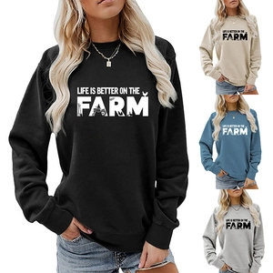 Detail of color options for women's Life Is Better On The Farm crewneck sweatshirt